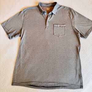 TOAD&CO Men's Short Sleeve Grey & Black Striped Polo Shirt w Pocket